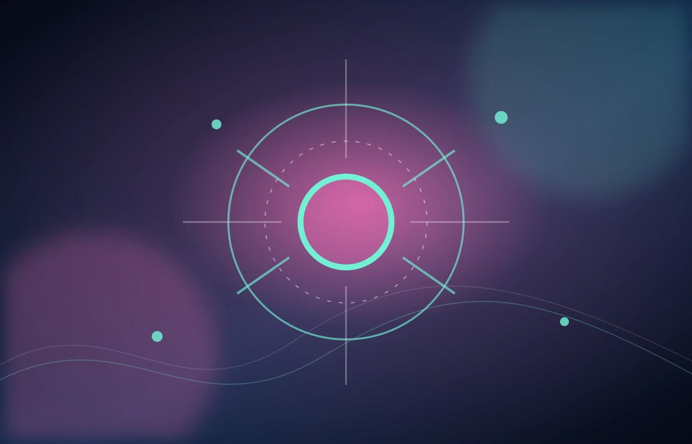 Ilustração abstrata de uma lente luminosa sobre uma rede de sinais visuais