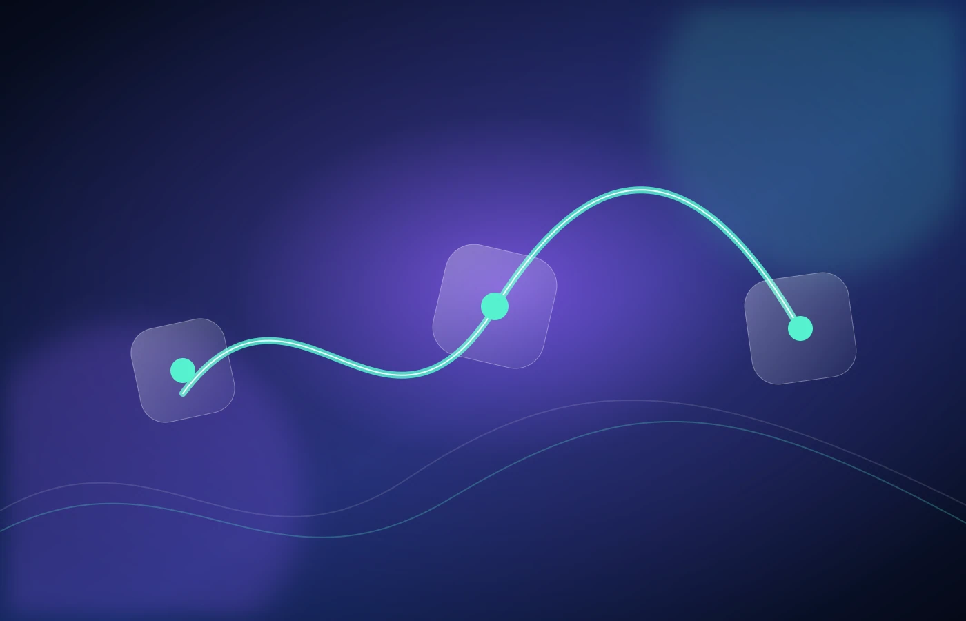 Ilustração abstrata em azul e violeta para representar um fluxo de conteúdo conectado